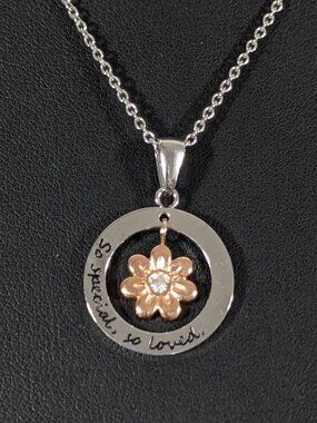 JCM Hallmark‎ Stainless Steel Daisy Flower So Special So Loved Necklace 18"